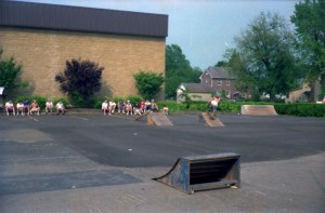 The contest in question.  Three launch ramps and a quarter pipe.  Not pictured, a parking block.